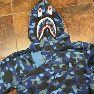 Bape Shark Blue and Black Camouflage Hoodie